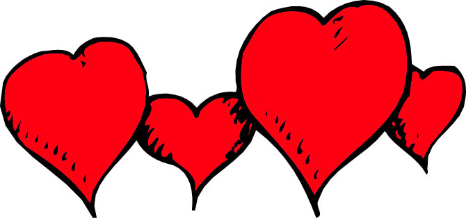 four-red-love-hearts