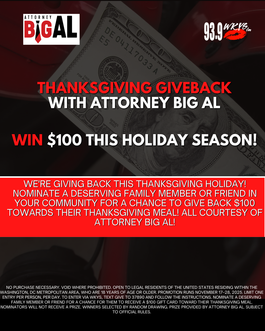 Big Al 100 thanksgiving giveaway